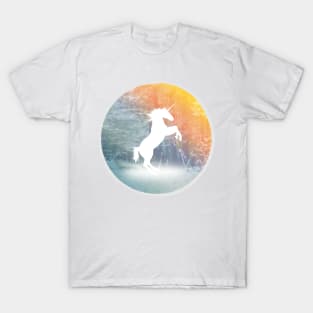 white unicorn silhouette in the magic forest T-Shirt